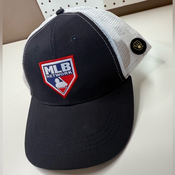 Milwaukee Brewers MLB Network Navy & White SnapBack Trucker Hat NWOT Baseball ⚾️ - Picture 9 of 12